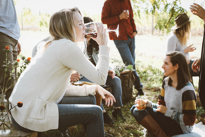 people enjoying a drink in the garden